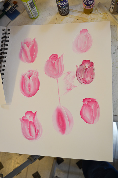 Practice sheet painting tulips, How to Paint Tulips pamela groppe art