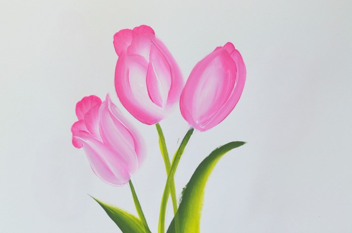 Paint Pink Tulips Fast and Easy