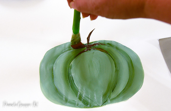 Painting stem of a pumpkin