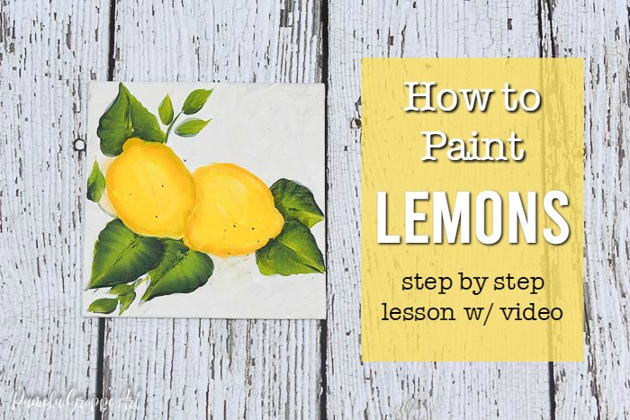 lemon painting with text overlay, how to paint lemons step by step lesson w/video