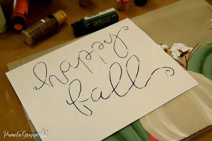 Happy Fall lettering pattern to transfer to diy sign