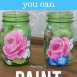 glass jars hand painted with roses, gift ideas to paint