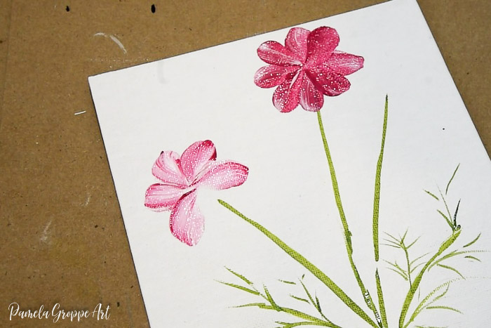 Paint lighter colored Cosmos flower