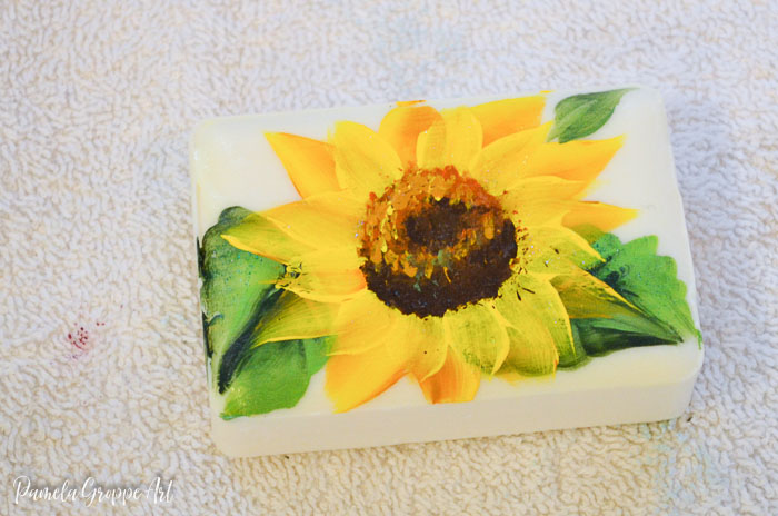 paint sunflowers on soap