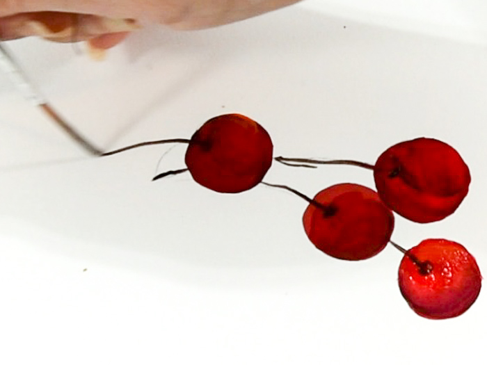 Adding stems to paint a cherry