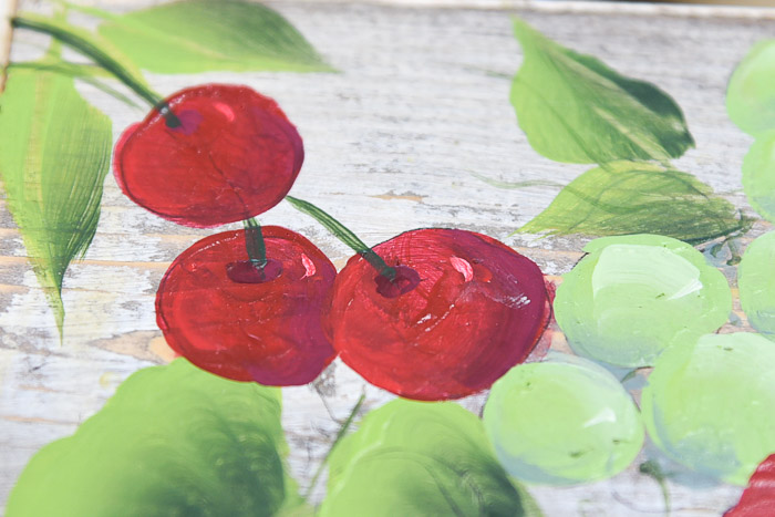 painted cherries in acrylics, pamela groppe art