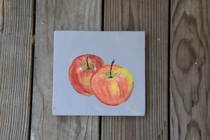 Paint an apple feature photo, hand painted apples on canvas