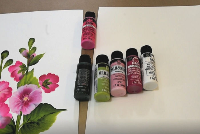 Paint colors for Hollyhock painting lesson