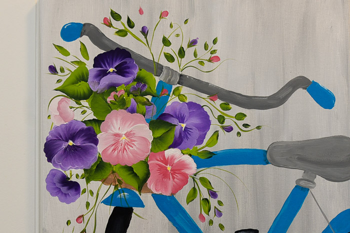 Pansies in Spring Bicycle Painting