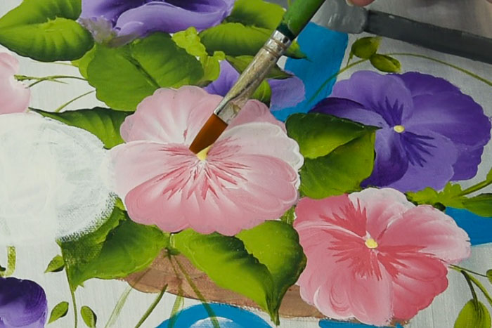 close up of painting a pansy