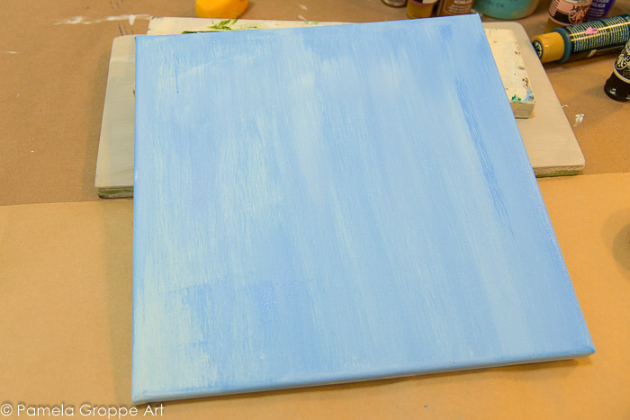 blue acrylic background or underpainting