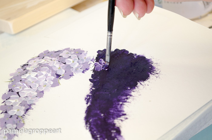 Add petals to lilac painting 