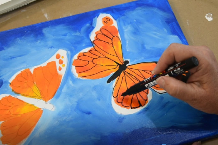 adding wing lines to butterfly