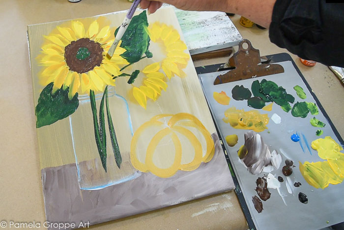 Paint sunflower center and add more highlight to Sunflowers