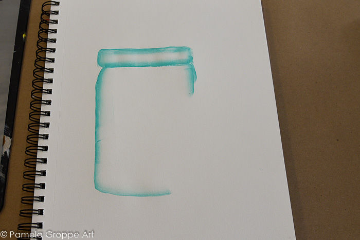 Pull paint across bottom of jar in a slight curve