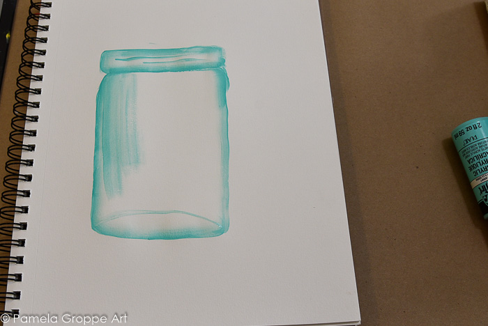 fill in body of jar with transparent paint