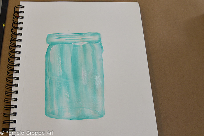 finished painting of a mason jar