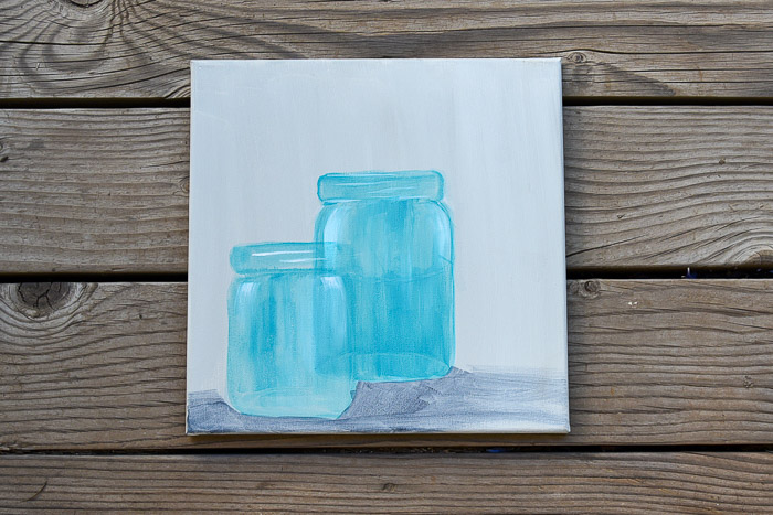 mason jars painted in acrylics