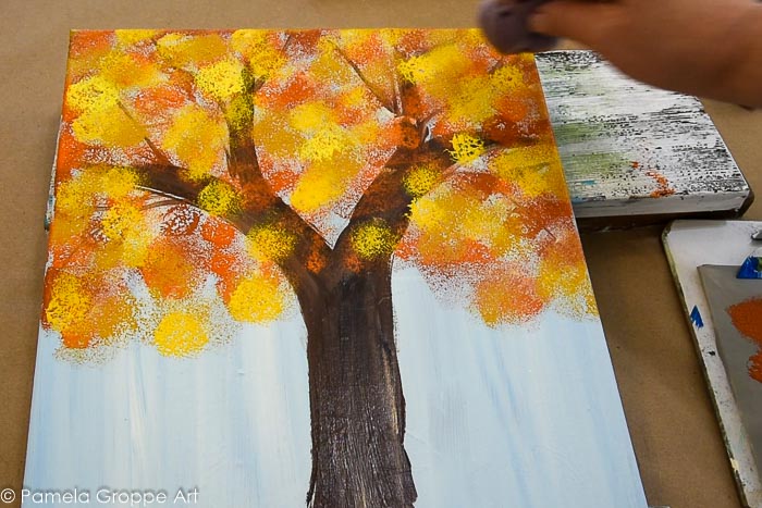 add more yellows to tree foliage