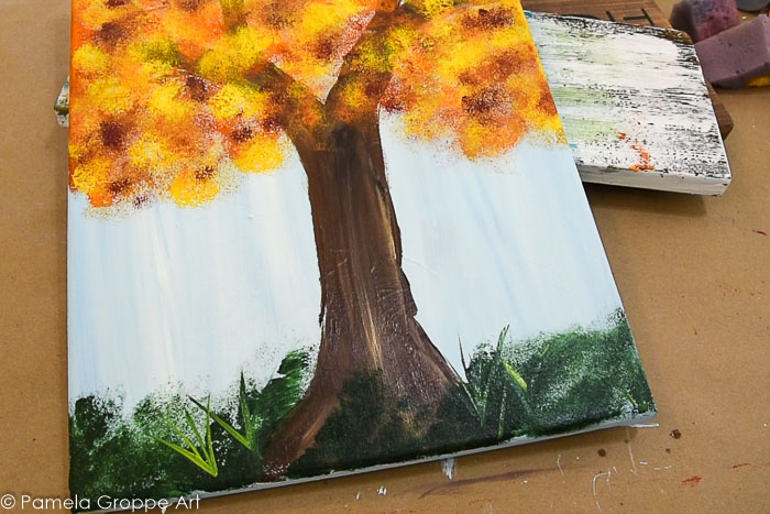 paint grass with a brush using Sap Green and Citrus