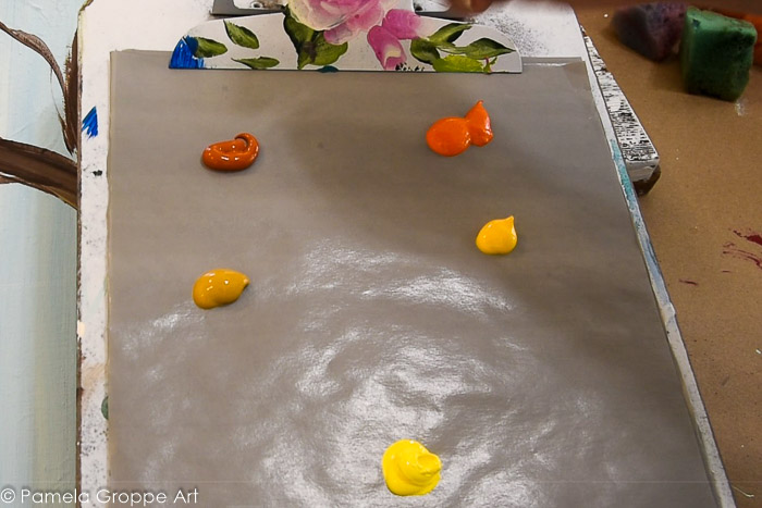 Fall colors of paint on palette
