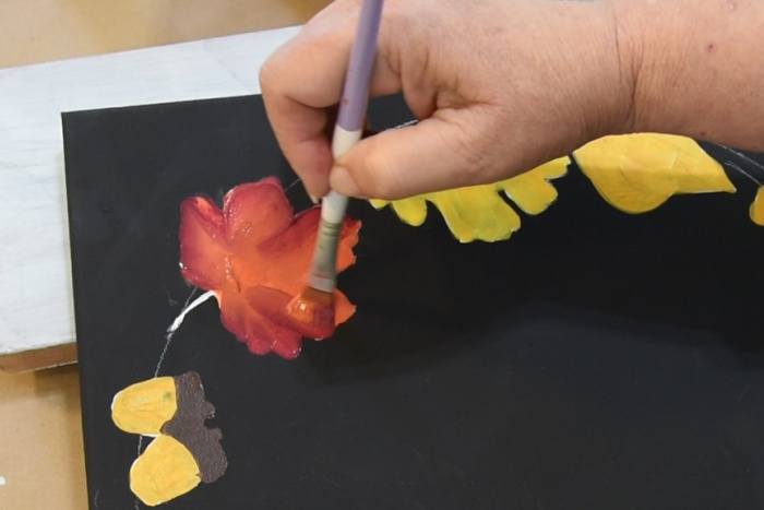 Paint maple leaves with Autumn Leaves and Berry Wine