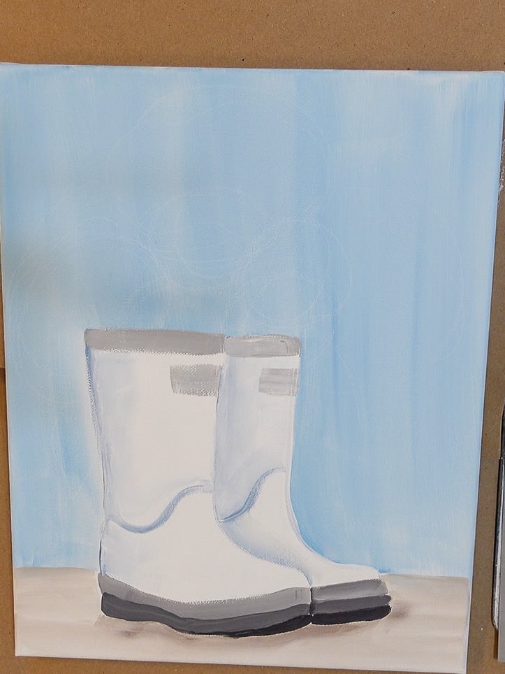 Painted boots with circles drawn on top