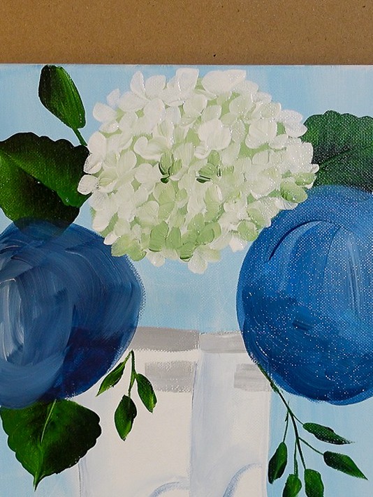 Paint white hydrangeas petals