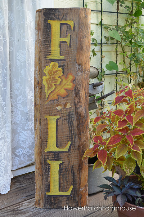 paint a fall sign with oak leaves and acorns