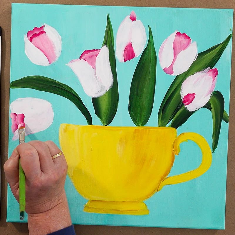 paint back layer of tulip flowers