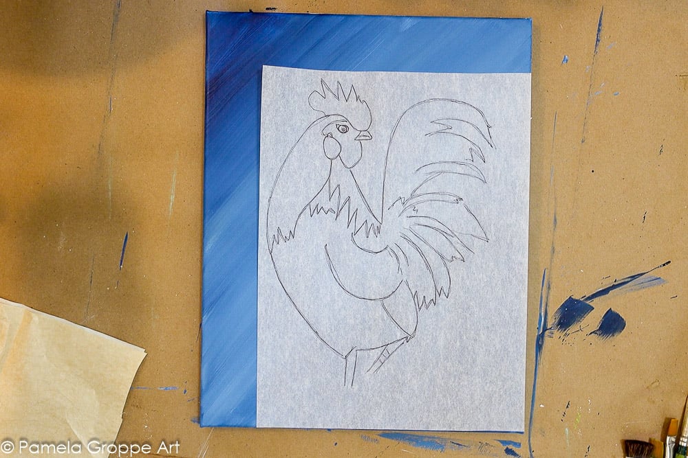 rooster drawing on canvas