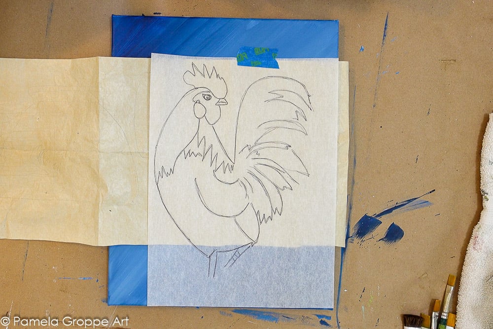 tape down rooster drawing traceable