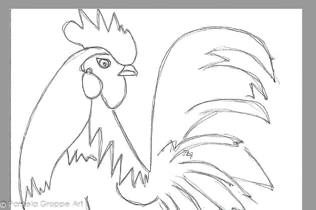 drawing of rooster