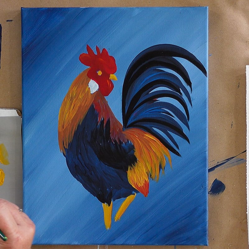 Add a punch of color to the rooster