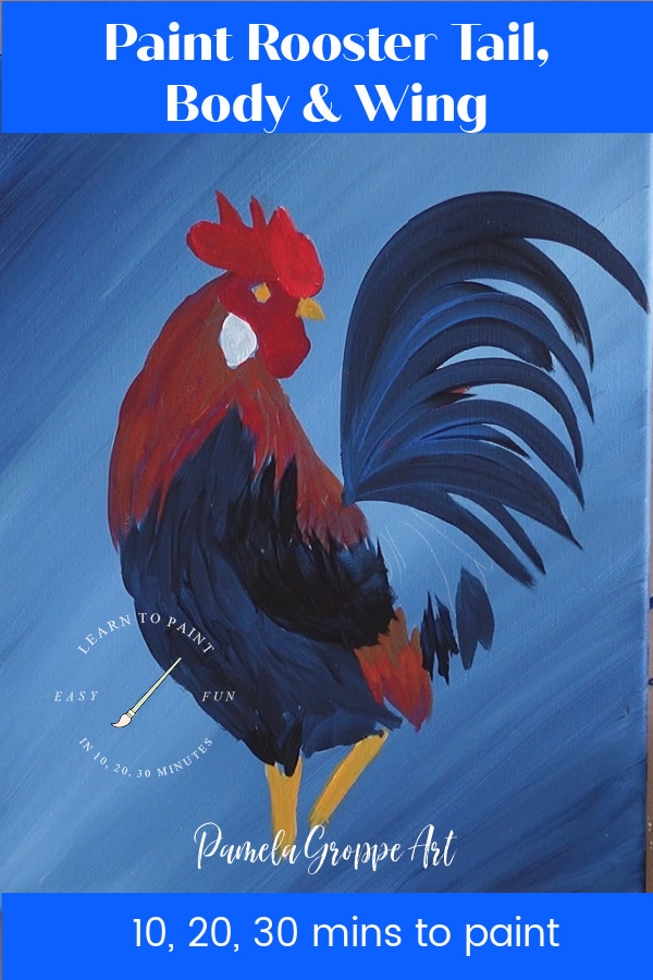 Portion of rooster painting tutorial for beginners