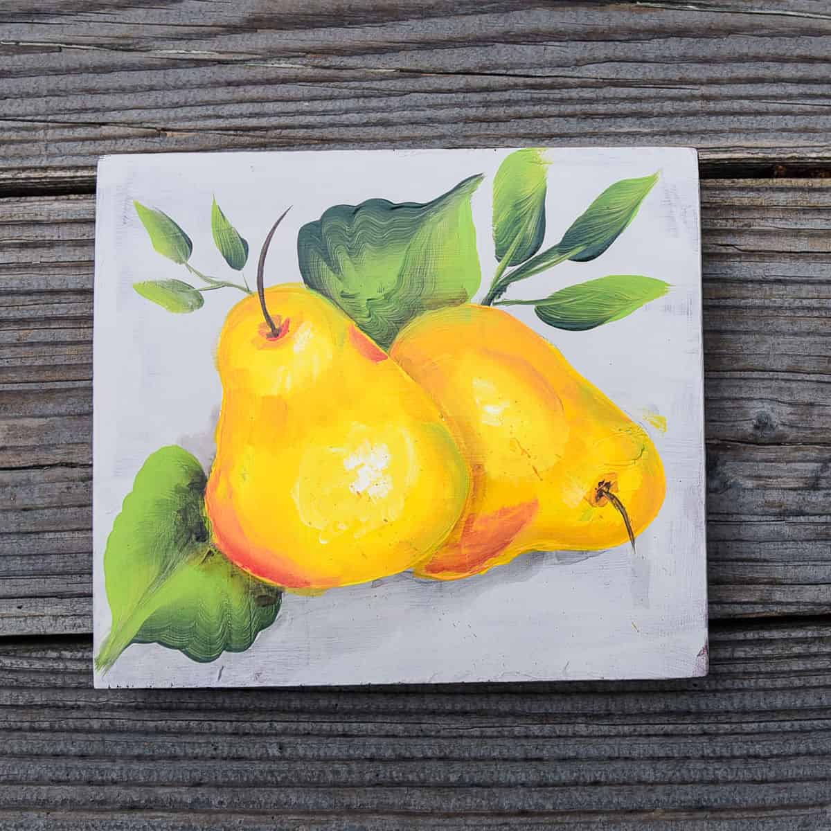 painting of golden pears