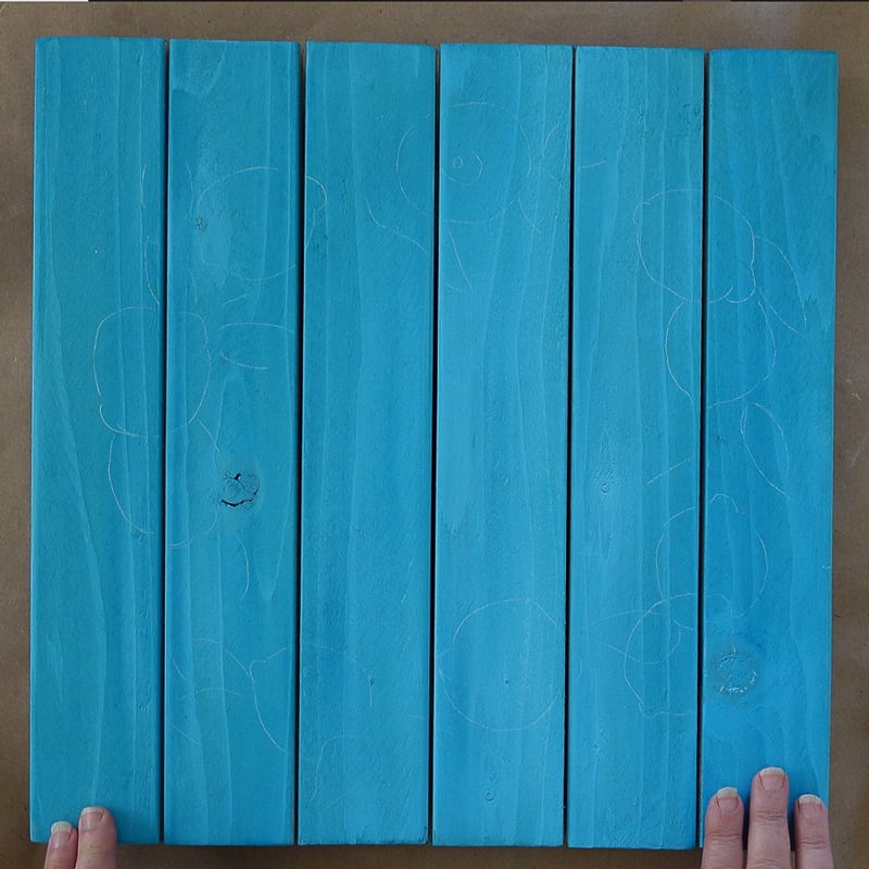 pallet board with blue background painted