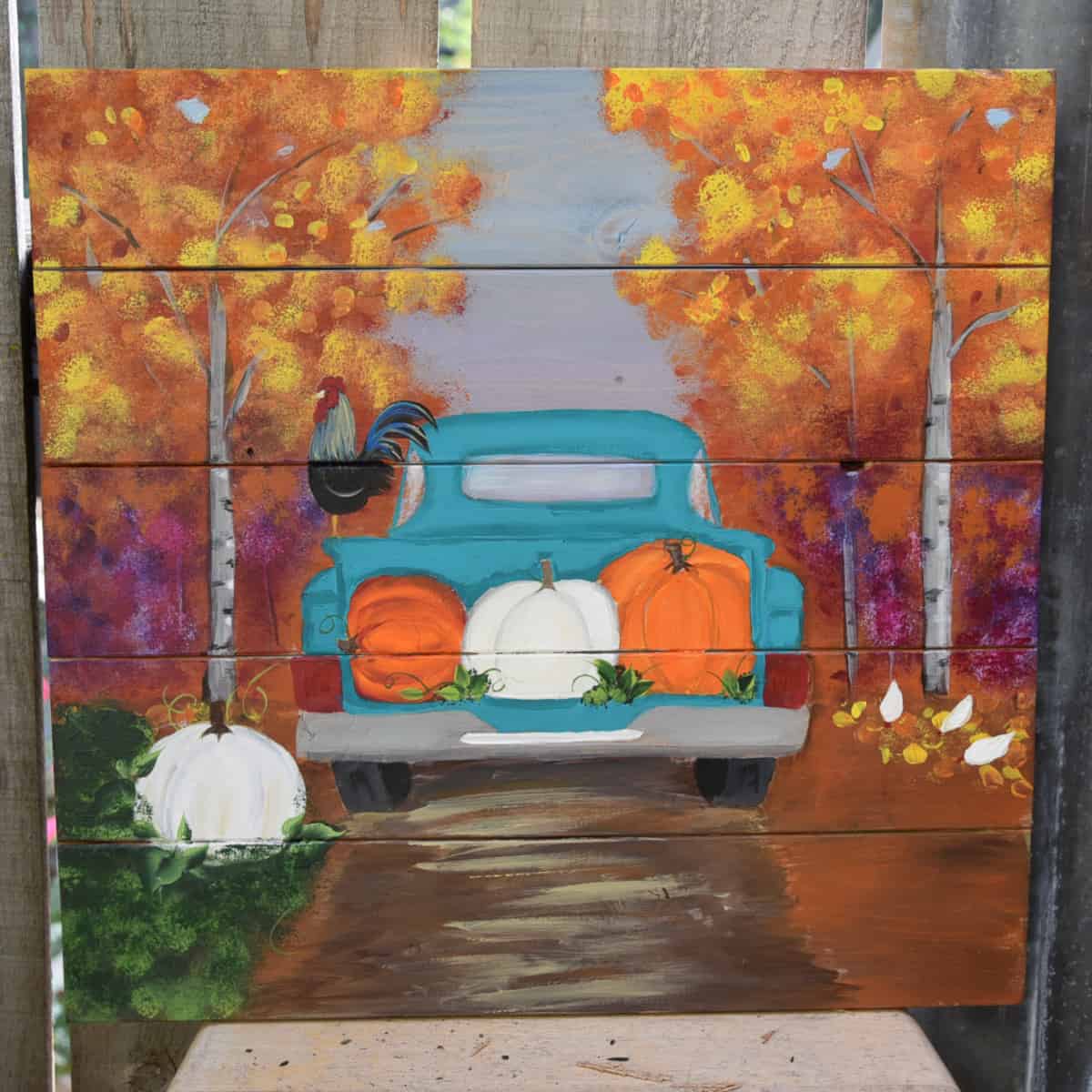 Paint a Fall truck with pumpkins