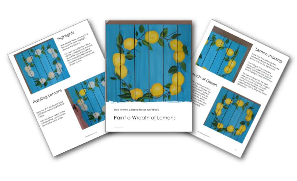 lemon wreath painting workbook pages splayed