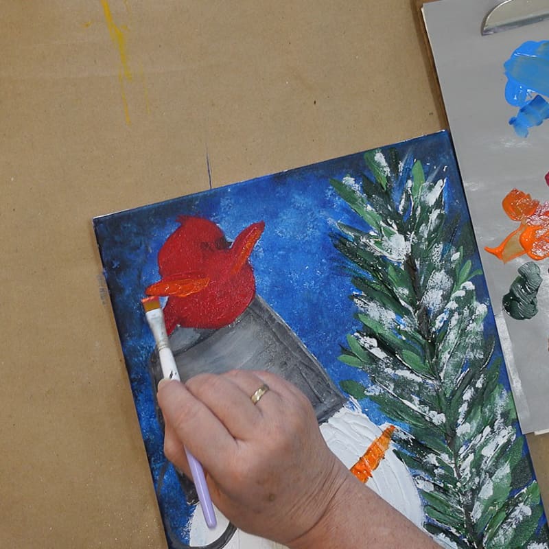 adding highlights to Cardinal bird wings