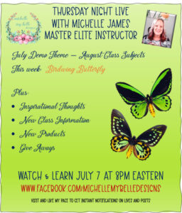 graphic with painted butterflies and text overlay