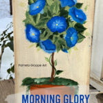 morning glory topiary painting with text overlay, paint this Morning Glory Topiary, Pamela Groppe Art dot com
