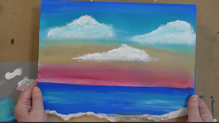 how to paint clouds in a sunset sky