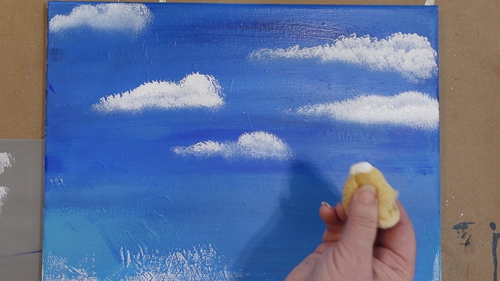 add touches of brighter white paint to top of cloud to highlight