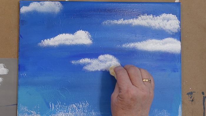 sponge painted clouds second layer