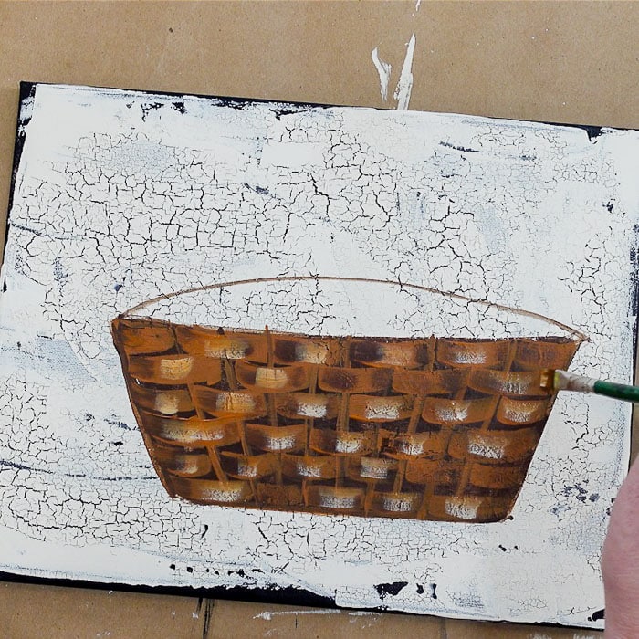 Paint a basket in acrylics