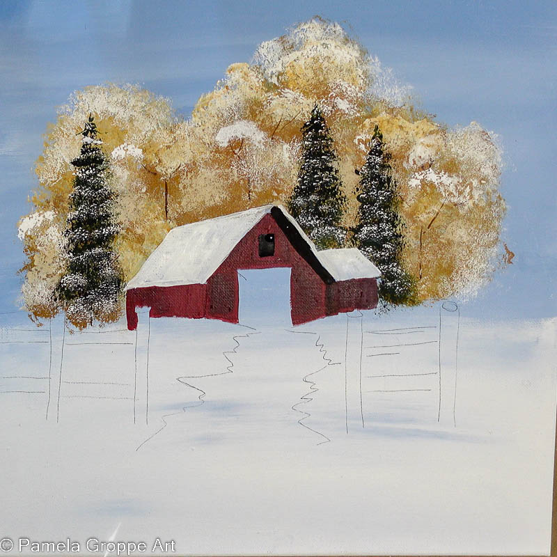 add the window to front of the barn in black