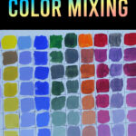 different swatched of mixed colors of paint, text reads:beginner easy color mixing, simple yet effective way to create numerous colors, pamela groppe art