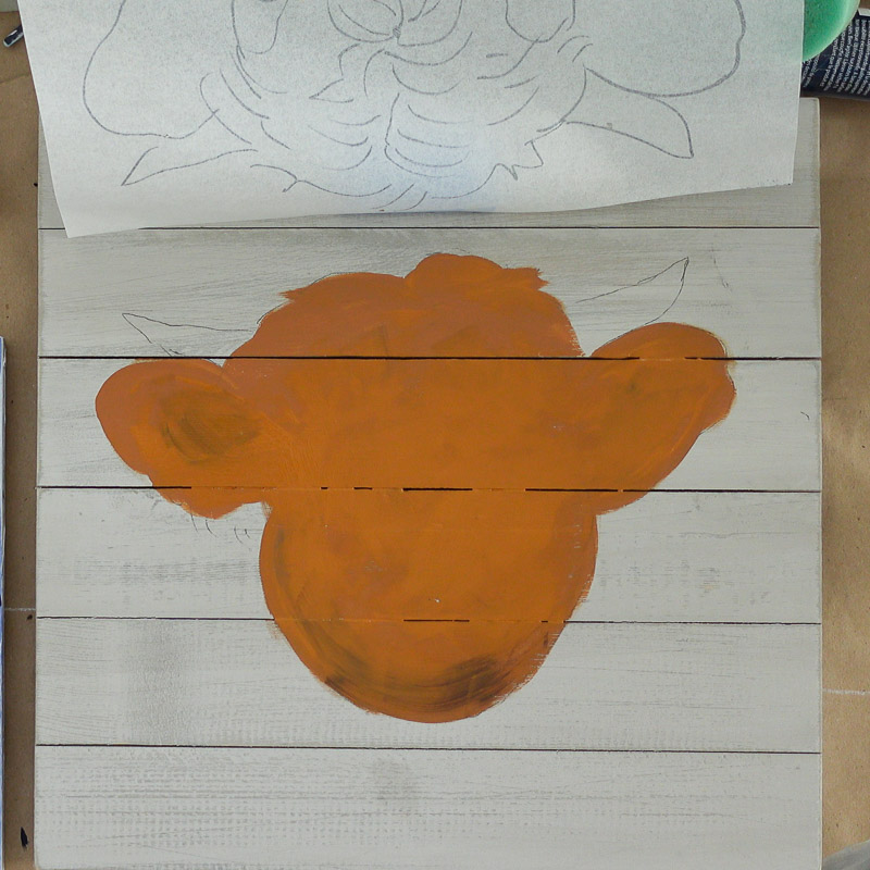 highland cow painting base with shading