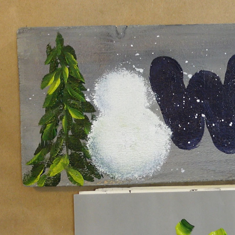 adding gray to the side of the snowman for shading